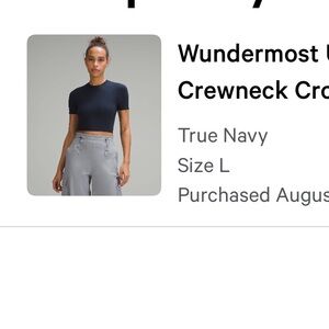 lululemon athletica navy Nulu Crewneck Cropped T-Shirt